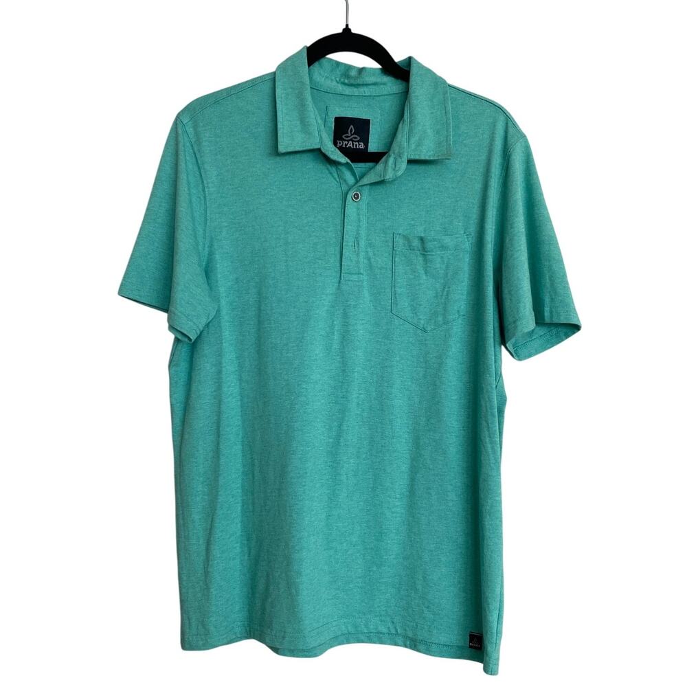 PRANA Men's Short Sleeve Adder Pocket Polo Shirt Green Size M - Picture 1 of 5